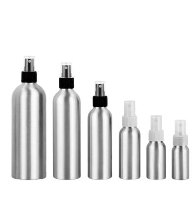 China 30ml 50ml 100ml 150ml 200ml 250ml 500ml Custom Empty Silver Aluminum Metal Metal Spray Mist Spray Bottles for sale