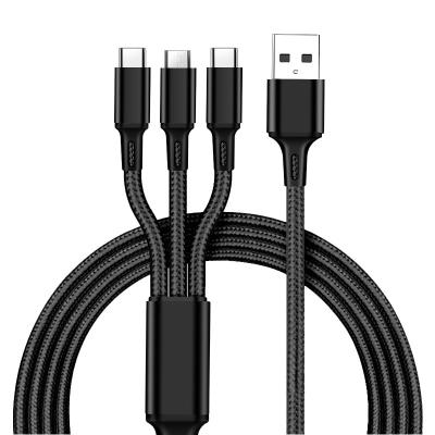 China Hot Selling 5A 3A Fast Charging MP3/MP4 Player 3 In 1 Data Usb Phone Charger Cable for sale