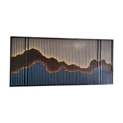 China Art Deco Factory Customization 3D Decorative Metal Wave Wall Panels With Light For Decoration for sale