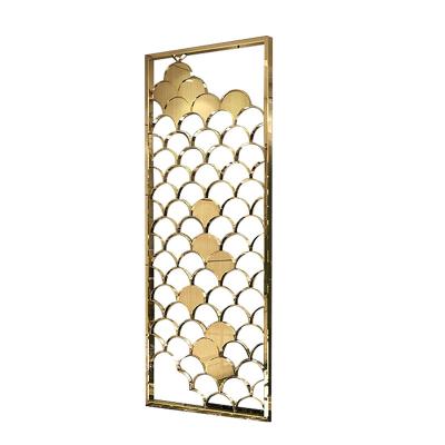 China Customized Modern Screen Room Divider Privacy Panel Gold Black Aluminum Custom Metal Screen for sale