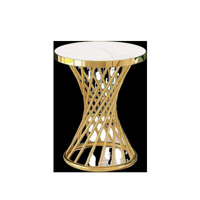 China Top Quality Bed Extendable Modern Marble Top Side Tables For Living Room Furniture Luxury Stainless Steel Sofa Side Table for sale