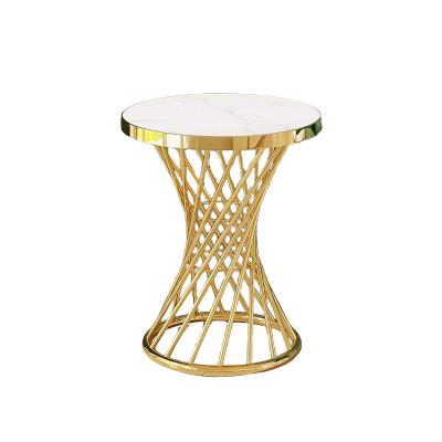 China New Design Extendable Modern Round Living Room Furniture Stainless Steel Gold Side Corner Table for sale