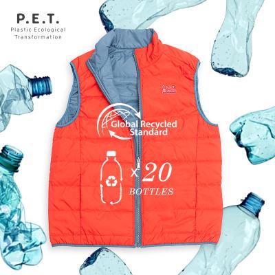 China There's No Planet B Custom Round Neck Reversible Polyester Padded Sustainable Eco-Friendly Recycled Unisex rPET Winter Vest for sale