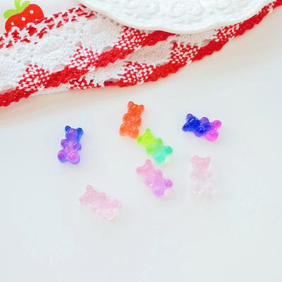 China Bangle Bracelet Gradient Color Mix Resin Transparent Bear Charms DIY Key Chain Earrings Bangle Flatback Resin Jewelry Pendant Accessory for sale