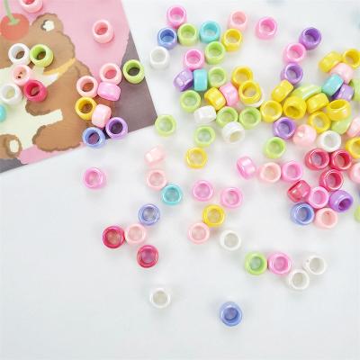 China Wholesale 6*9MM 2890Pcs/bag Colors Bangle Bracelet AB Plating Pony Beads Acrylic Big Large Hole Plastic Beads For Jewelry Making Diy Toy for sale