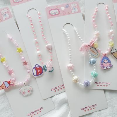 China New Vintage Children's Handmade Necklace Princess Cartoon Bear Rabbit Jewelry Set Girls Bracelet Baby Accessories Small for sale