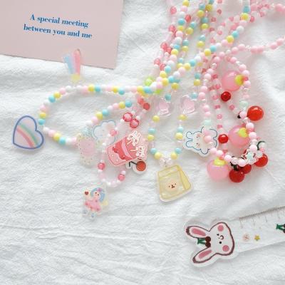 China 2022 vintage children's preparation of small jewelry set baby jewelry bracelet princess new fruit acrylic necklace handmade jewelry for sale