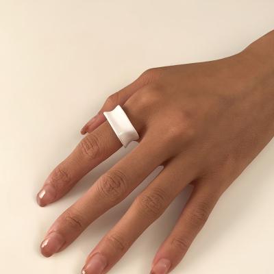 China CLASSIC cool sweet girl love beads ring female beige simple geometric acrylic soft cool macaroon irregular open ring female ring for sale