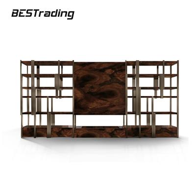 China Extendable Italian Luxury Home Hotel Furniture Modern Design Metal Shelf Solid Wood Shelf for sale