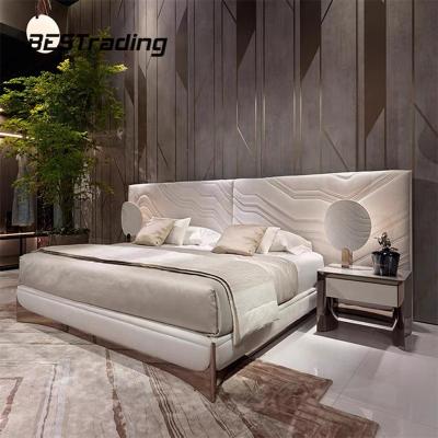 China Modern Customized Luxury King Size Bed Comfort Velvet Or Leather Headboard With Night Stand Headboard Bed for sale