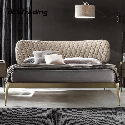 China Customizable Lightweight Luxury Nordic Minimalist Bedroom Furniture Double Bed Fabric Bed for sale