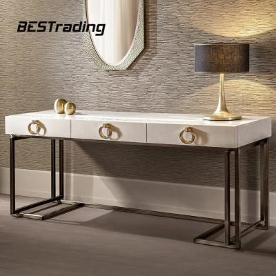 China Entrance Hallway Environmental High Quality Console Table With Luxury Gold Stainless Steel Console Table for sale