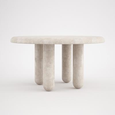 China Customized round dining table 6 seater modern design sabi wabi natural stone natural travertine dining table for sale