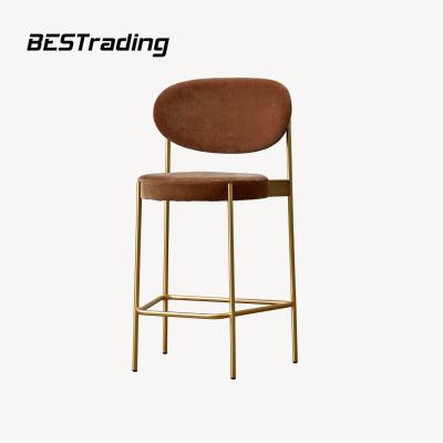 China Durable Metal Velvet Bar Furniture Gold Leg Stable Bar Chair Modern Bar Room Dining Furniture 3-5 Years for sale