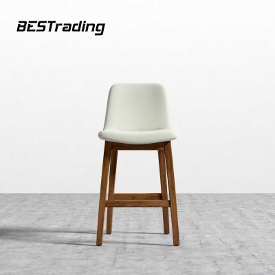 China Modern Bar Stool Kitchen Counter Top Modern Leather Fabric Wood Chair Bar Chair With Back for sale