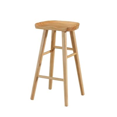 China Modern Minimalist Design Bar Stool OEM Pure Natural Solid Wood Bar Stool Bar Chair for sale