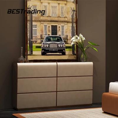 China Environmental European Luxury Dining Room Furniture Living Room Cabinet Living Room Wooden Sideboard Leather Sideboard for sale