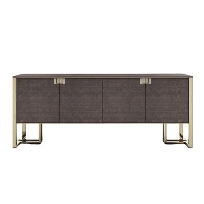 China Environmental Italian Design Living Room Sideboard Modern Wooden Cabinet Stainless Steel Dark Sideboard for sale