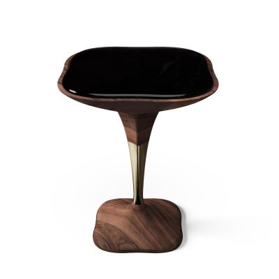 China Customize OEM Modern Solid Wood Luxury Glass Round Corner Table Side Table Coffee Table for sale