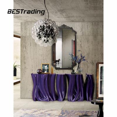 China Villa Corridor Side Table Modern Environmental Glitter Customized Fiberglass Or Wooden Console Table for sale