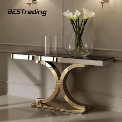 China Environmental Luxury Modern Style Console Table Stainless Steel Table for sale