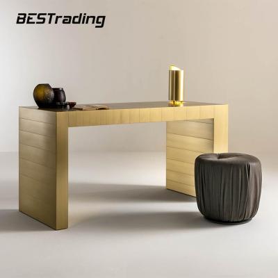 China Modern Design Italian Luxury Home Porch Hotel Modern Metal Color Solid Wood Desk for sale