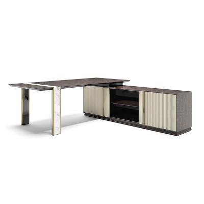 China Modern Italian Luxury Hotel Home Design Solid Wood Marble L Shaped Metal Desk for sale