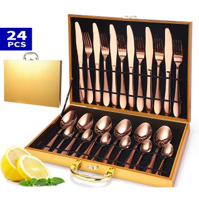 China Western Western Dinnerware Set 24 Pieces Set Stainless Steel Dinnerware Gift Box for sale