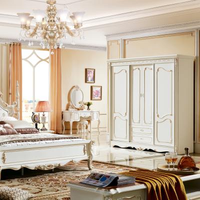 China Storage Pearl White Wardrobe Bedroom Wood Wardrobe French White Sliding Door Wardrobe for sale