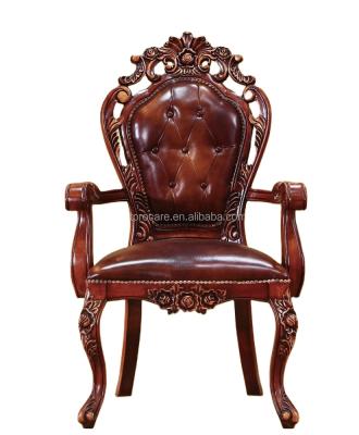 China Comfortable French Style Wooden Dining Chair With Wood Carved Both Sides for sale