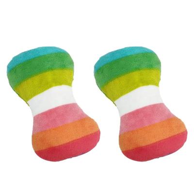 China 12*8cm Rainbow Stuffed Animal Bone Viable Dog Chewing Toys Pet Interactive Plush Toy PC100902 for sale