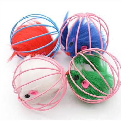 China Viable 1 Pcs Around Metal Cage Cat Toy Spot 6*6cm Smart Cage Rolled Mouse Cat Interactive Toy PT091702 for sale