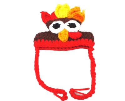 China Sustainable Pet Clothes Apparel Winter Knit Dog Hat For Small Dogs Hand Knitted Colorful Turkey Hat for sale