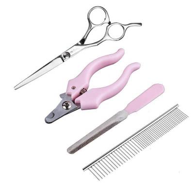 China Stocked 1 SET Pet Grooming Tools Dog Cat Hair and Nail Trimming Scissors Pet Manicure Scissors PS080402 for sale