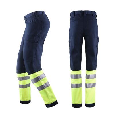 China wholesale 80% polyester men's clothing work safety reflective pants with reflector for sale