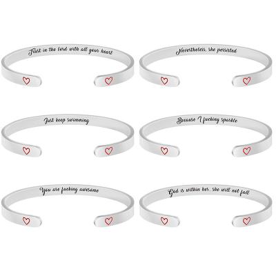 China Custom Engraved Engraved Inspirational Bracelets Environmentally Friendly Logo Friend Encouragement Graduation Gift for Girls 2021 Boys Girls for sale