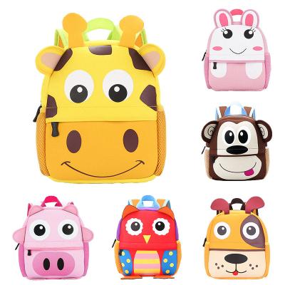 China Other Hot Selling Mini Cute Cartoon Animal Waterproof Neoprene Preschool Kids Backpack For Boys Girls 2~6 Years Old for sale