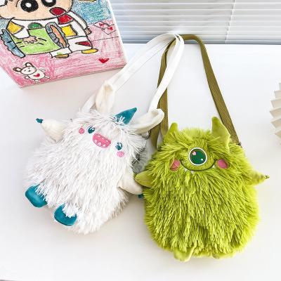 China Funny Cute Cartoon Autumn Winter Plush Monster Fluffy Tide Satchel Messenger Shoulder Bag for Girls Women Kids for sale