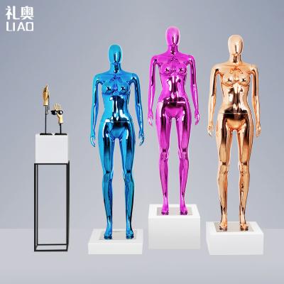 China African Plus Size Factory Sale Plus Size Women Boutique Shinny Silver Gold Window Full B Female Blue Gold Chrome Mannequin Display Store for sale