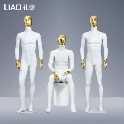 China High Quality Chrome Mannequin Gold Display Male Shirt Dressing Mannequins Stand And Sit for sale