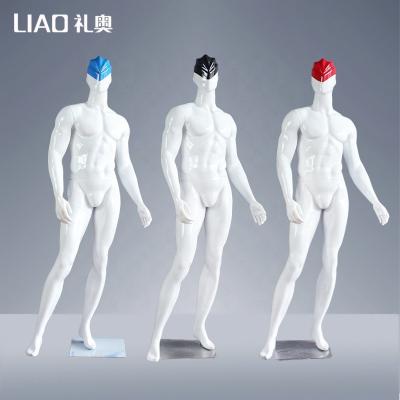 China Plus Size Customized Full Body Fiberglass Mannequin Men Strong Muscle Red Black White for sale