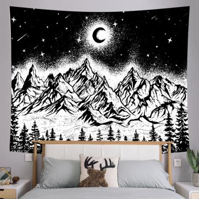 China CLASSIC mountains under the moon printing large tapestry mounted cheap hippie wall hanging mandala art decoration bohemian tapestries for sale