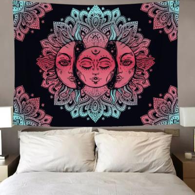 China CLASSIC Black Tapestry Sun Mandala Moon Skeleton Tapestry Wall Hanging Tapestries Wall Cloth Rug Bedspread Home Hippie Decor for sale