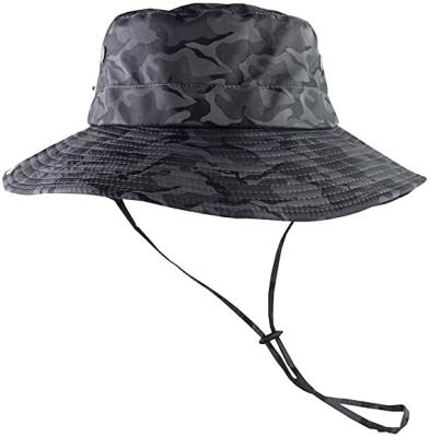 China Boonie Waterproof Breathable Wide Brim Bucket Hats Outdoor Sun Protection Safari Cap For Travel Fishing for sale