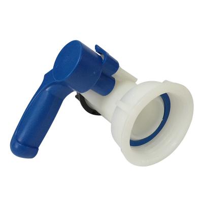 China General DN40 Or DN50 Butterfly Valve For IBC Tank IBC Container White Body Blue Handle for sale