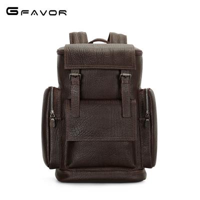 China G-FAVOR Genuine Leather Bags Men Waterproof Genuine Leather Backpacks Scare Leather Bags Business School Travel Bag Design Waterproof Backpack for sale