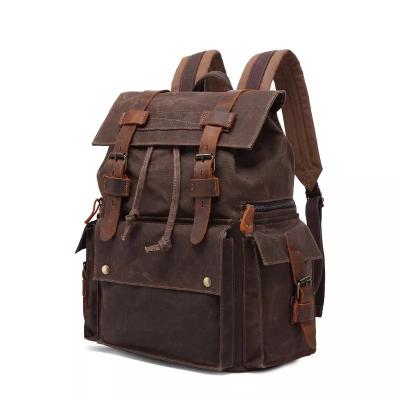 China Good quality designer canvas leather balance laptop backpack bagpack outdoor waterproof waxed backpack waterproof for sale