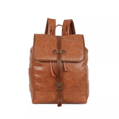 China Wholesale Custom Anti-theft Logo Women Men Vintage Water Proof Business Laptop Sports Bag Increase PU Leather Backpack for sale