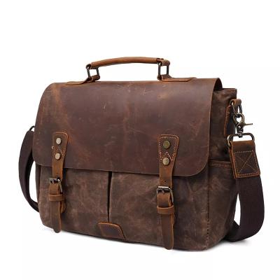 China Waterproof Custom Messenger Bag Padded Waxed Mens Messenger Bag Case Satchel Vintage Bags Stylish Business for sale