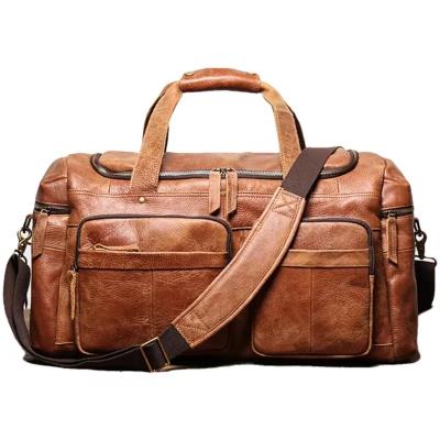 China Hot Sale Genuine Leather Duffel Bags Men Weekend Leather Fitness Bag Vintage Sport Duffel Bag for sale